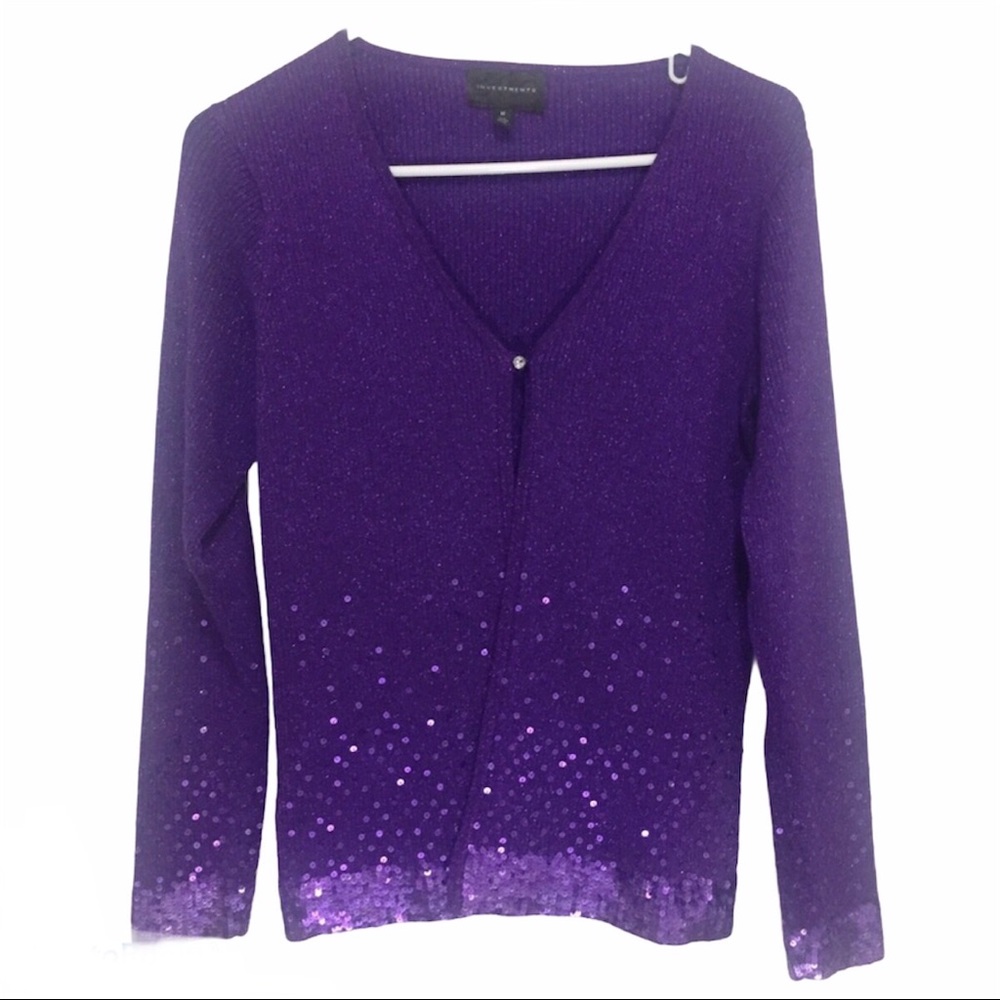 Purple. Glittery. Sparkly stones on hem & sleeves